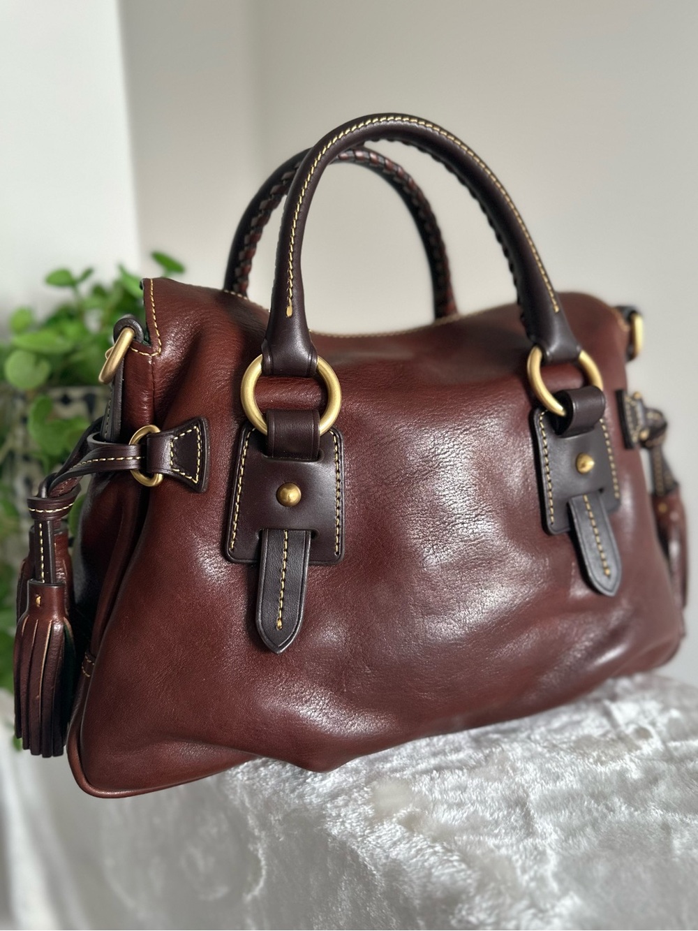 Dooney & Bourke Toledo Florentine Vintage Stanwich Satchel in Chestnut - Picture 8 of 16